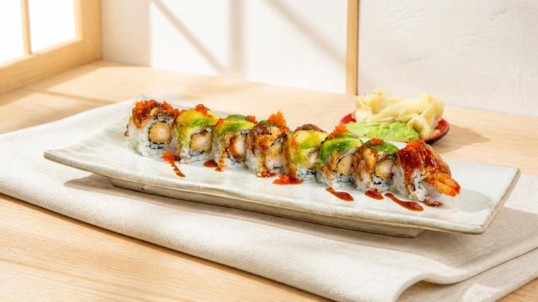 Avocado-topped roll